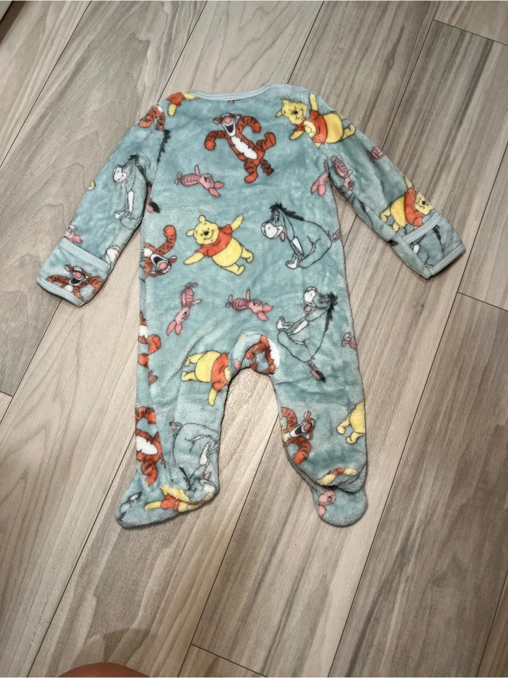 Disney Light Blue Winnie the Pooh Fleece Footie One-Piece